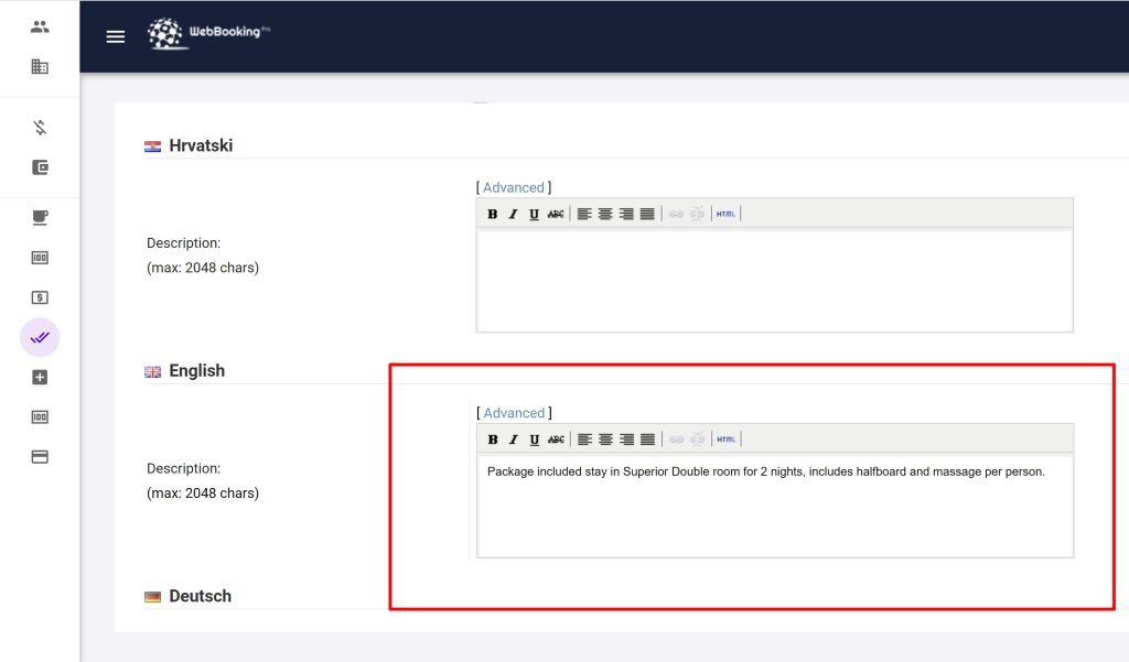 Choose Package Packages - WebBookingPro
